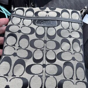 Coach Signature Black and Cream Crossbody Bag